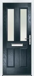 Portico composite door in black with double glass panels